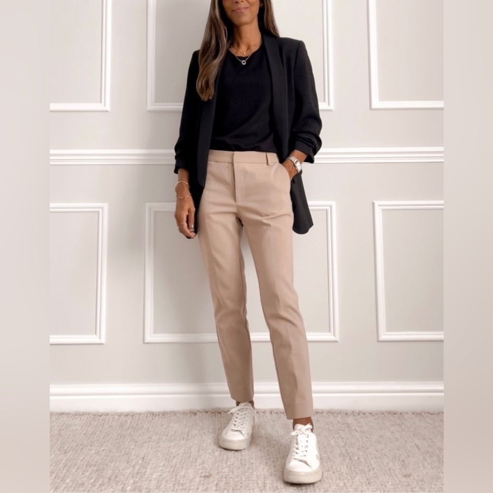 H&M formal pants•Size:Small/UK 6•Fabric:polyester•colour:light beige - Picture 1 of 8